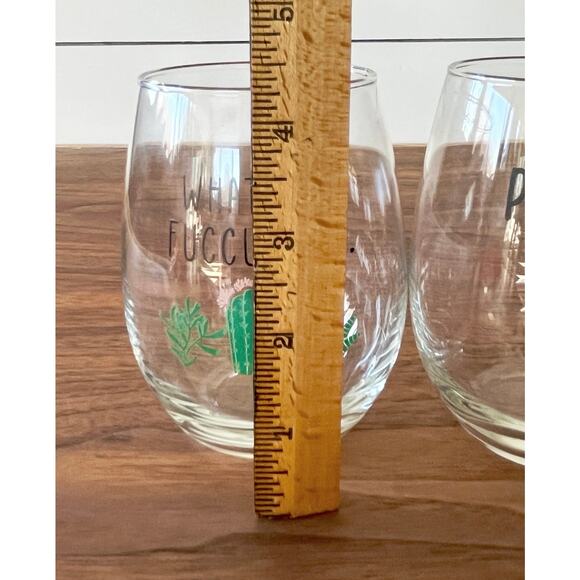 2 Funny Stemless Wine Glasses: Plant Lover Gift Set-What the Fucculent/Pot Head - Picture 7 of 8
